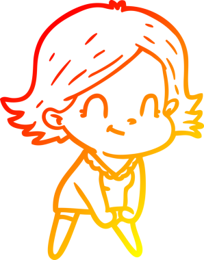 Bir insan tarafından çizilmiş, karikatür dostu bir kız çizimi.