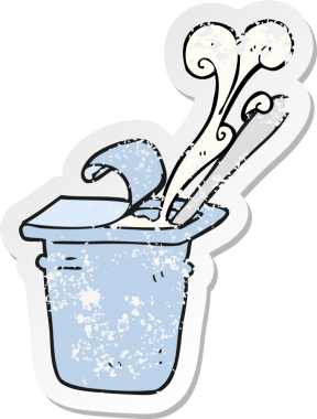 Bir insan tarafından çizilmiş karikatür yoğurdunun gerilemiş yapıştırması.