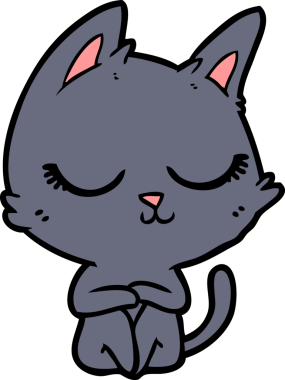 Bir insan tarafından çizilmiş sakin çizgi film kedisi.