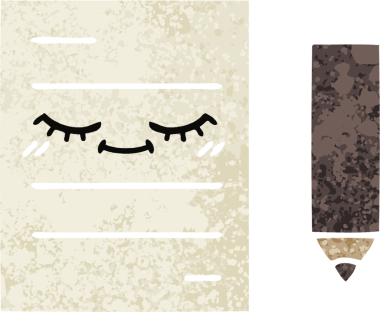 Bir insan tarafından çizilmiş bir test kağıdının retro çizim stili karikatürü