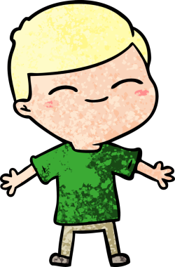 Bir insan tarafından çizilmiş gülümseyen çocuk.