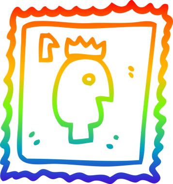 Bir insan tarafından çizilen posta pulunun gökkuşağı gradyanı çizimi