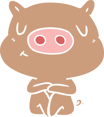 Düz renkli çizgi film içerikli domuz insan tarafından çizilmiş.