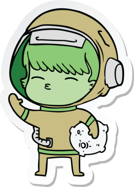 Bir insan tarafından çizilmiş uzay kayası taşıyan bir astronotun çıkartması.