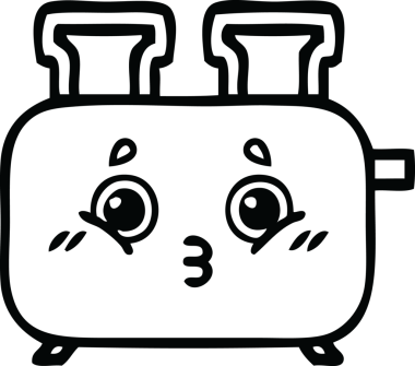 Bir insan tarafından çizilmiş bir tost makinesinin çizgi çizimi