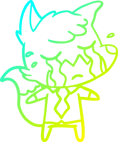 Bir insan tarafından çizilmiş ağlayan bir tilki çizgi filminin soğuk gradyan çizimi