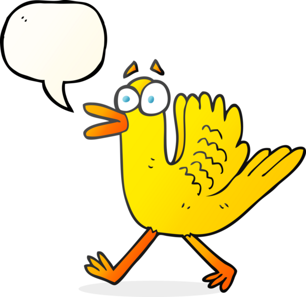 Bir insan tarafından çizilmiş serbest konuşma balonu çizgi filmi kanat çırpan ördek.