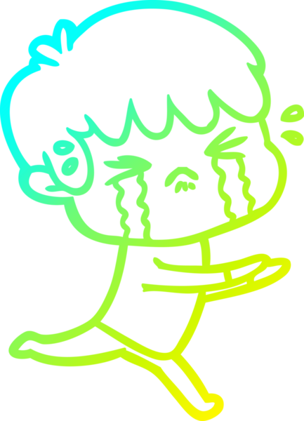 Bir insan tarafından çizilmiş ağlayan çizgi film çocuğu çizimi.