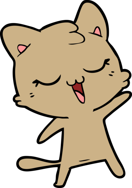 Bir insan tarafından çizilmiş mutlu çizgi film kedisi.