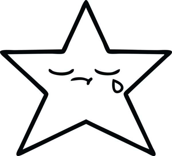 Bir insan tarafından çizilmiş altın yıldızın çizgi çizimi.