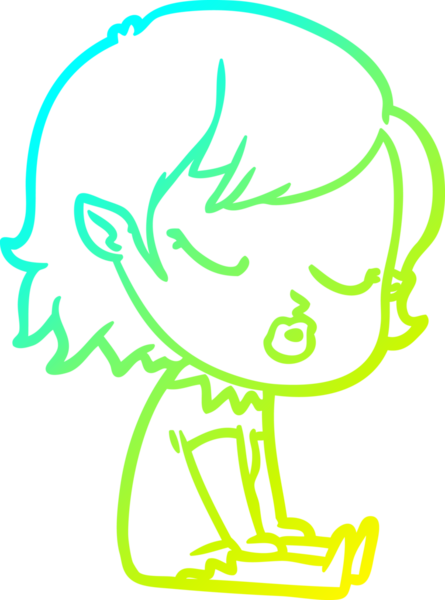 Soğuk gradyan çizgisi, bir insan tarafından çizilmiş şirin bir vampir kız çizgi filmi.