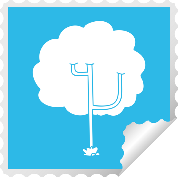 Bir insan tarafından çizilmiş kare soyulmuş tuhaf çizgi film ağacı.