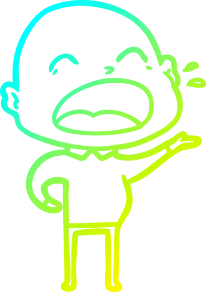 Bir insan tarafından çizilmiş kel adam diye bağıran bir çizgi film çizimi.