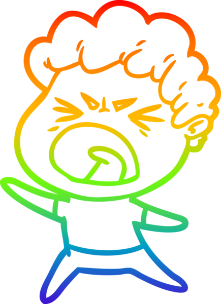 Bir insan tarafından çizilmiş öfkeli bir adamın çizdiği gökkuşağı gradyan çizgisi.