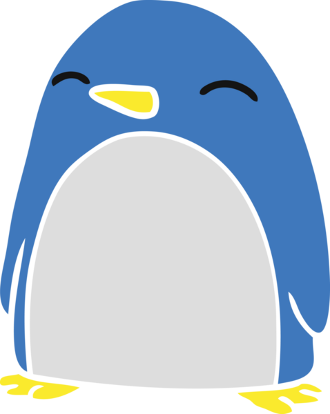 Bir insan tarafından çizilmiş sevimli bir penguenin el çizimi karikatürü.