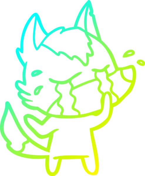 Bir insan tarafından çizilmiş ağlayan kurdun soğuk çizgi çizimi.