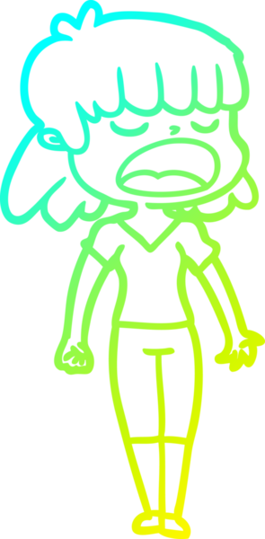 Bir insan tarafından yüksek sesle çizilmiş bir karikatür kadın çizimi.