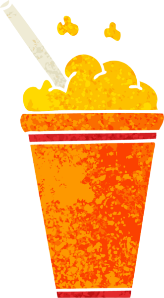 Retro illüstrasyon tarzı tuhaf çizgi film buzlu içeceği bir insan tarafından çizildi.