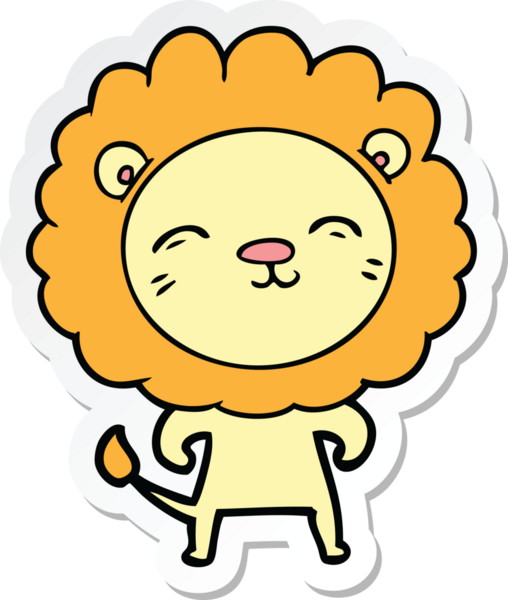 Bir insan tarafından çizilmiş karikatür aslanının çıkartması.