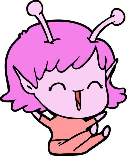 Bir insan tarafından çizilmiş uzaylı kız.