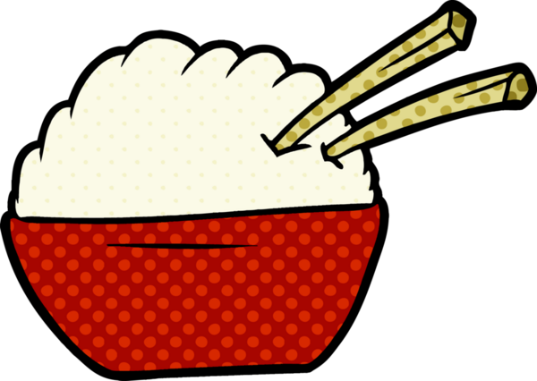 Bir insan tarafından çizilmiş pirinç kasesi.