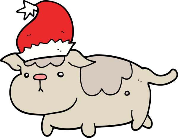 Bir insan tarafından çizilmiş şirin bir Noel köpeği.