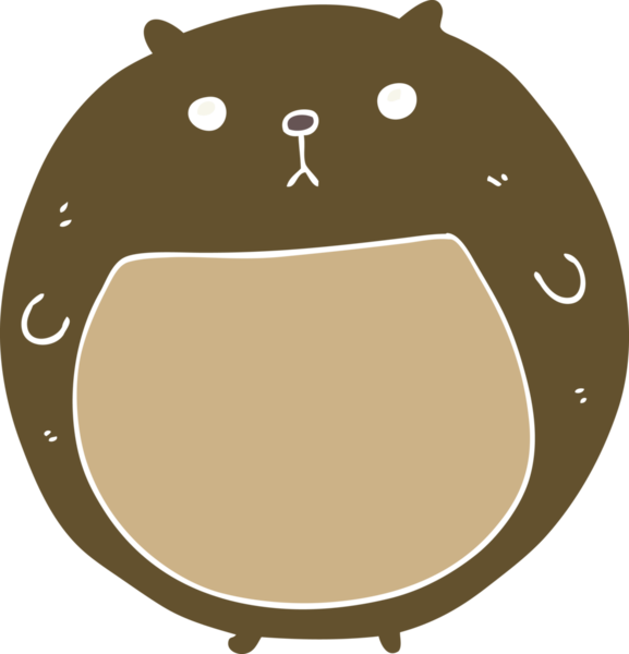 Bir insan tarafından çizilmiş düz renkli çizgi film ayısı