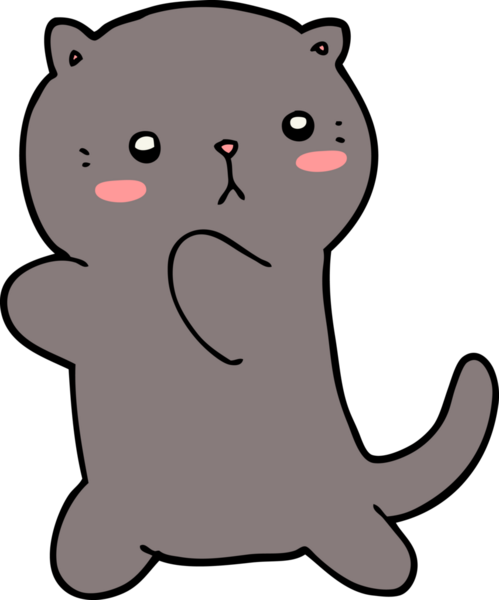 Bir insan tarafından çizilmiş sevimli çizgi film kedisi.