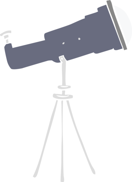 Bir insan tarafından çizilmiş büyük bir teleskop çizimi.