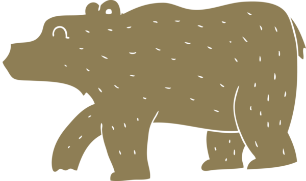 Bir insan tarafından çizilmiş ayının düz renk çizimi