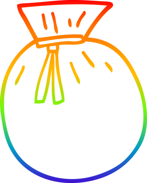 Gökkuşağı gradyan çizgisi bir insan tarafından çizilmiş Noel Baba çuvalı.