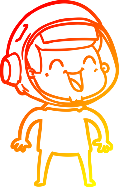 Bir insan tarafından çizilmiş mutlu bir astronotun sıcak çizgi çizimi