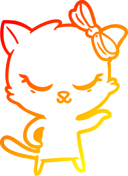 Bir insan tarafından çizilmiş sevimli bir çizgi film kedisinin sıcak çizgi çizimi