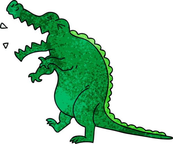 Bir insan tarafından çizilmiş garip çizgi film timsahı.