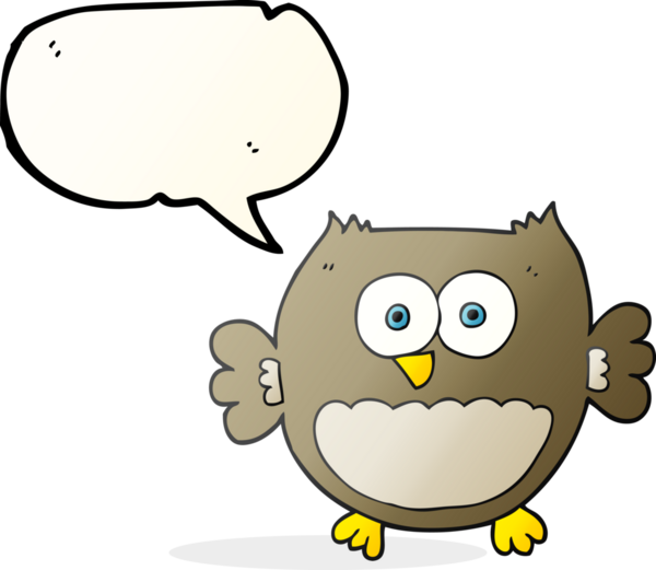 Bir insan tarafından çizilmiş serbest konuşma balonu karikatürü baykuşu