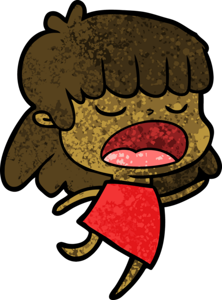 Çizgi filmdeki kadın bir insan tarafından yüksek sesle çizilmiş.