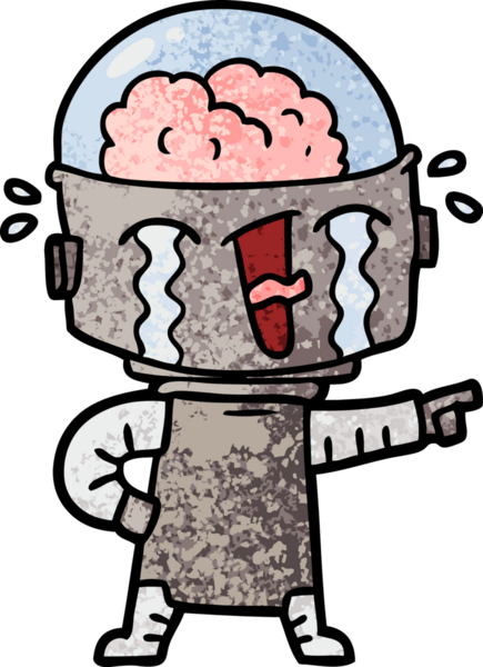 Bir insan tarafından çizilmiş ağlayan robot çizimi.