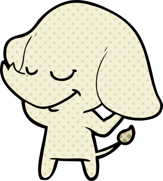 Bir insan tarafından çizilmiş gülümseyen bir fil.