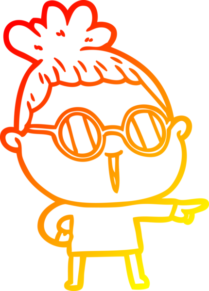 Bir insan tarafından çizilmiş gözlüklü bir karikatür kadın çizimi.