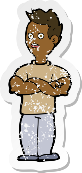 İnsan eli çapraz kollu bir çizgi film karakterinin gerilimli çıkartması.