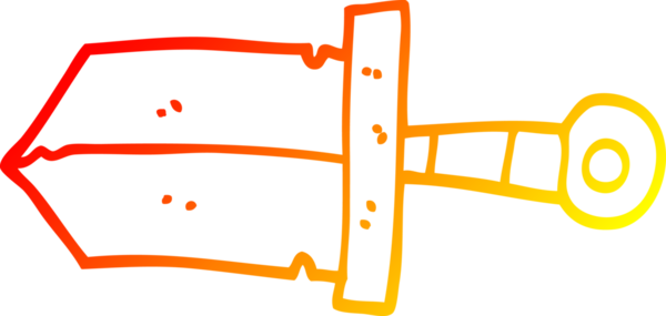 Bir insan tarafından çizilen çizgi film hançerinin sıcak eğimli çizgisi.