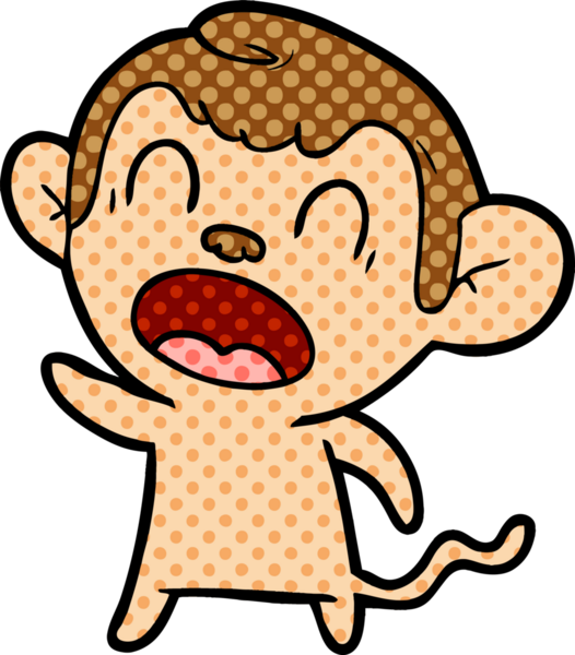 Bir insan tarafından çizilmiş bağıran çizgi maymun.