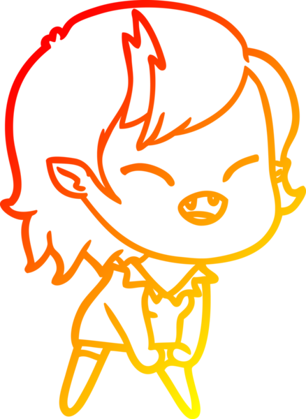 Bir insan tarafından çizilmiş gülen vampir kız çizgi filmi.