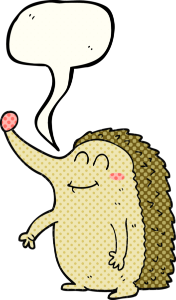 Bir insan tarafından çizilmiş serbest çizilmiş çizgi roman konuşma balonu kirpisi.