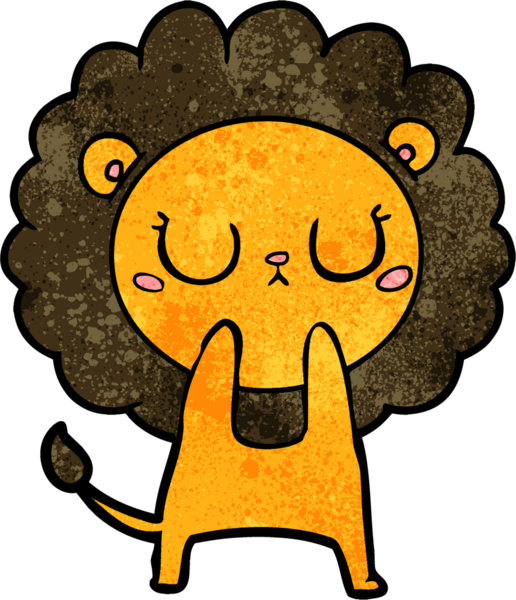 Bir insan tarafından çizilmiş çizgi film aslanı.