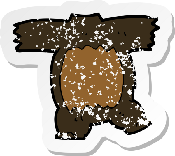 Bir insan tarafından çizilmiş siyah ayı vücudunun gerilimli çıkartması.