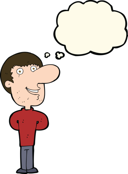 Bir insan tarafından çizilmiş düşünce balonlu mutlu adam çizgi filmi.