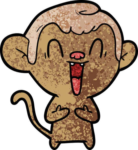 Bir insan tarafından çizilmiş gülen maymun çizgi filmi