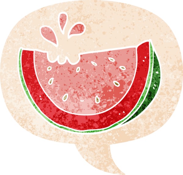 grunge 'da konuşma baloncuğu olan karpuz dertli eski moda bir insan tarafından çizilmiş.