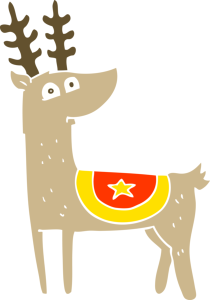 Bir insan tarafından çizilmiş ren geyiğinin düz renk çizimi